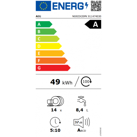 AEG NG92IX20PK Εντοιχιζόμενο Πλυντήριο Πιάτων για 14 Σερβίτσια 60cm AEG NG92IX20PK Εντοιχιζόμενο Πλυντήριο Πιάτων για 14 Σερβίτσια 60cm